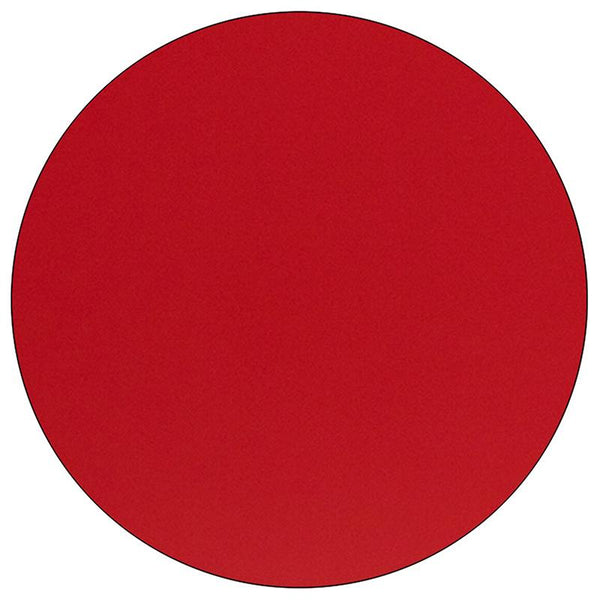 Flash Furniture 48'' Round Red HP Laminate Activity Table - Height Adjustable Short Legs - XU-A48-RND-RED-H-P-GG