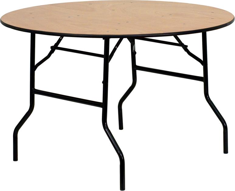 Flash Furniture 48'' Round Wood Folding Banquet Table with Clear Coated Finished Top - YT-WRFT48-TBL-GG