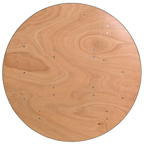 Flash Furniture 48'' Round Wood Folding Banquet Table with Clear Coated Finished Top - YT-WRFT48-TBL-GG