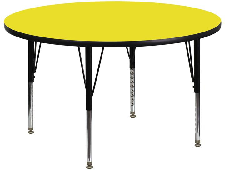 Flash Furniture 48'' Round Yellow HP Laminate Activity Table - Height Adjustable Short Legs - XU-A48-RND-YEL-H-P-GG