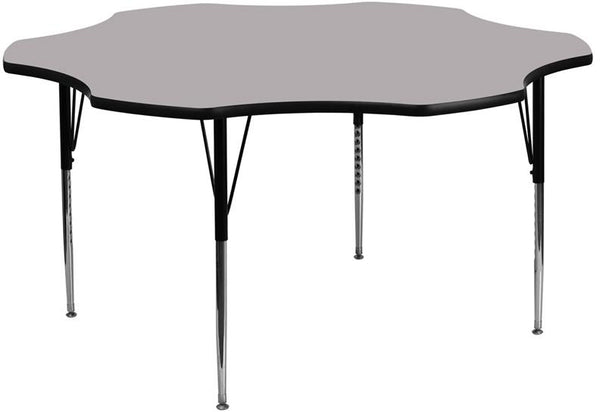 Flash Furniture 60'' Flower Grey Thermal Laminate Activity Table - Standard Height Adjustable Legs - XU-A60-FLR-GY-T-A-GG