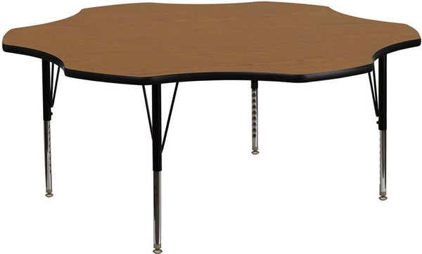 Flash Furniture 60'' Flower Oak Thermal Laminate Activity Table - Height Adjustable Short Legs - XU-A60-FLR-OAK-T-P-GG