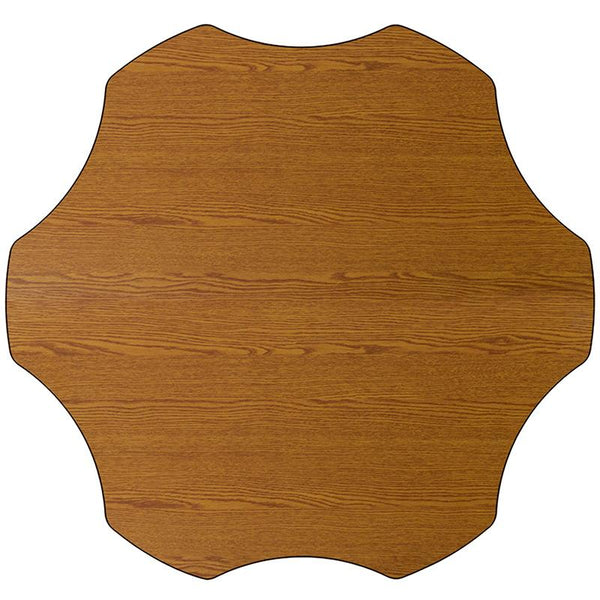 Flash Furniture 60'' Flower Oak Thermal Laminate Activity Table - Height Adjustable Short Legs - XU-A60-FLR-OAK-T-P-GG