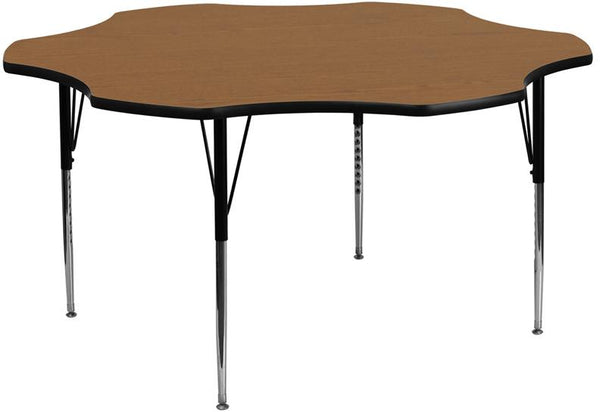 Flash Furniture 60'' Flower Oak Thermal Laminate Activity Table - Standard Height Adjustable Legs - XU-A60-FLR-OAK-T-A-GG
