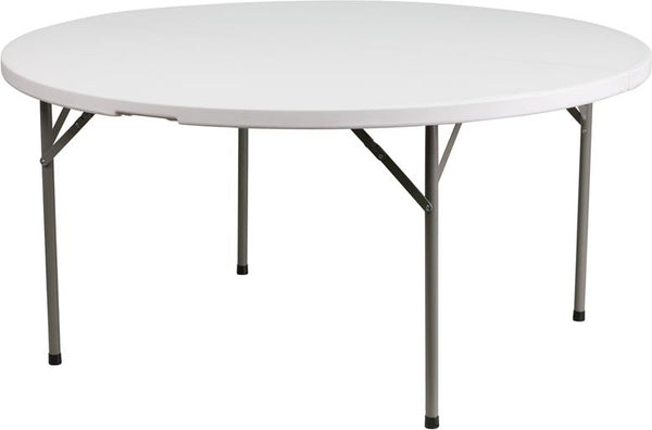 Flash Furniture 60'' Round Granite White Plastic Folding Table - DAD-YCZ-1-GW-GG