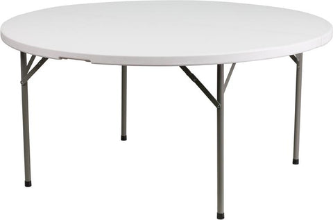 Flash Furniture 60'' Round Granite White Plastic Folding Table - DAD-YCZ-1-GW-GG