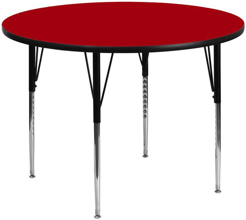 Flash Furniture 60'' Round Red Thermal Laminate Activity Table - Standard Height Adjustable Legs - XU-A60-RND-RED-T-A-GG