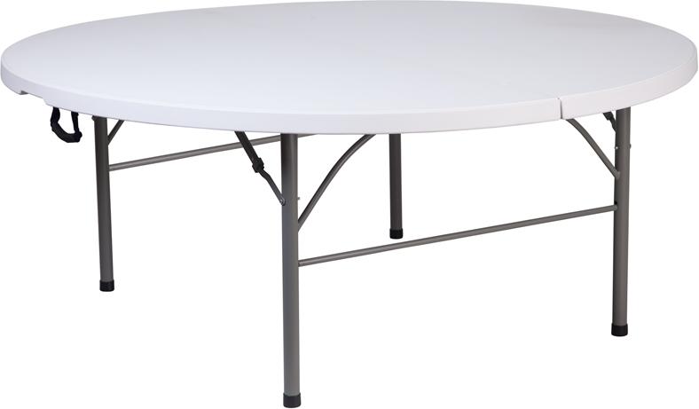 Flash Furniture 71'' Round Bi-Fold Granite White Plastic Folding Table - RB-183RFH-GG