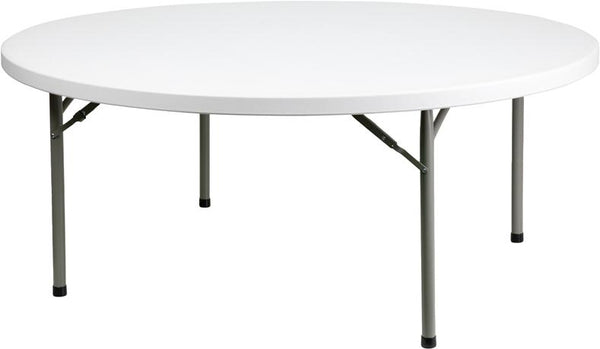 Flash Furniture 72'' Round Granite White Plastic Folding Table - DAD-YCZ-180R-GW-GG