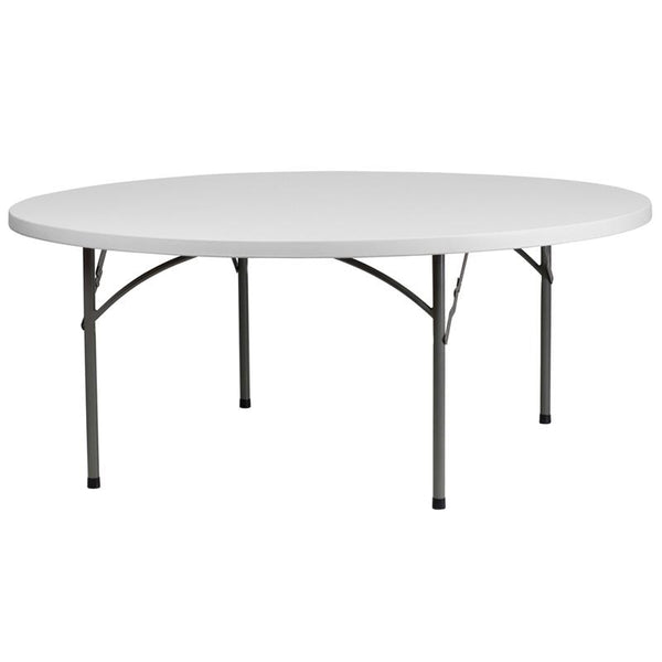 Flash Furniture 72'' Round Granite White Plastic Folding Table - RB-72R-GG
