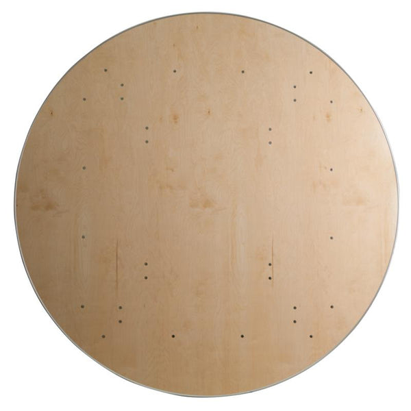 Flash Furniture 72'' Round HEAVY DUTY Birchwood Folding Banquet Table with METAL Edges - XA-72-BIRCH-M-GG