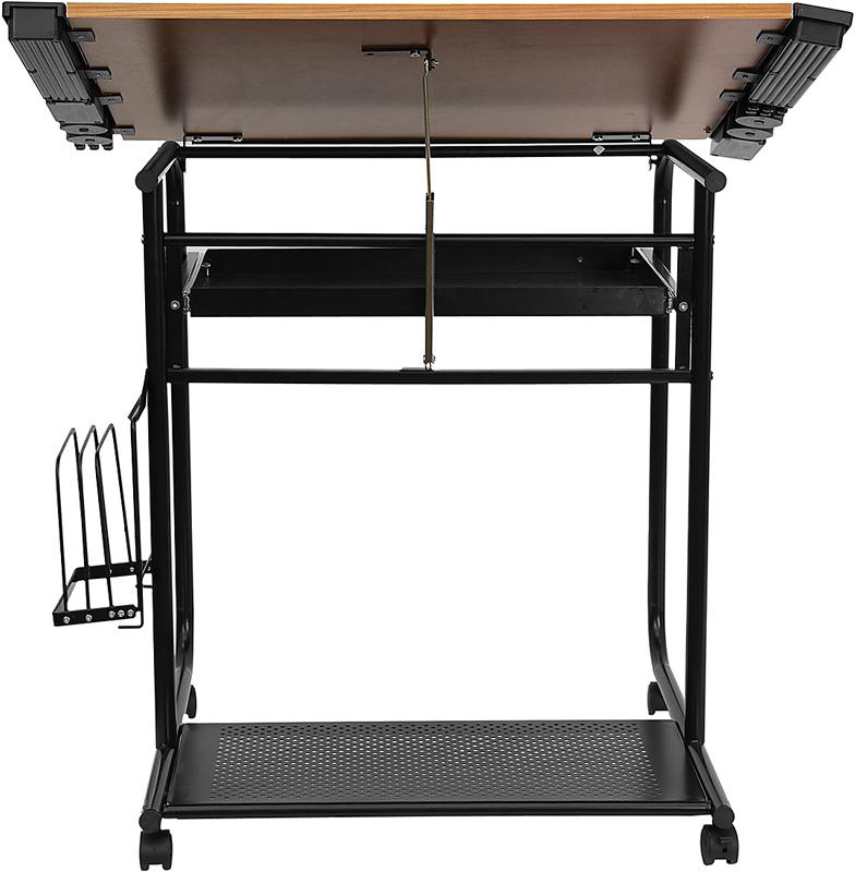 Flash Furniture Adjustable Drawing and Drafting Table with Black Frame ...