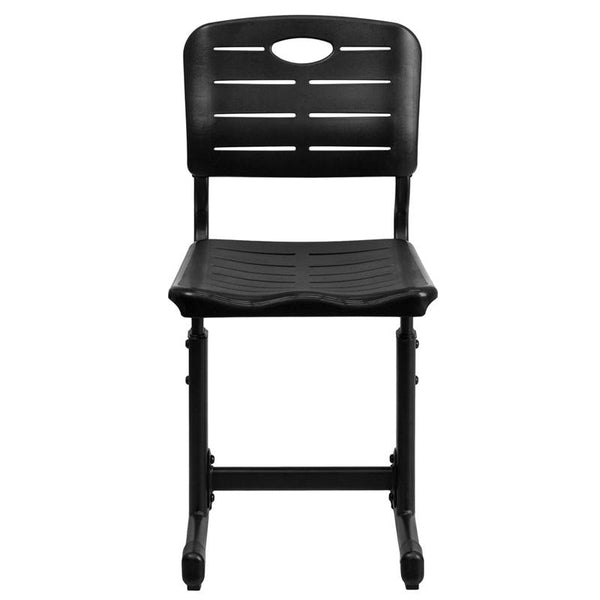 Flash Furniture Adjustable Height Black Student Chair with Black Pedestal Frame - YU-YCX-09010-GG