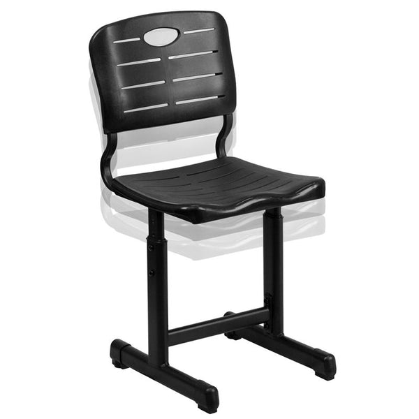 Flash Furniture Adjustable Height Black Student Chair with Black Pedestal Frame - YU-YCX-09010-GG