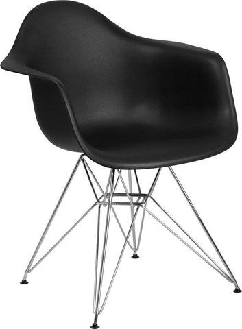 Flash Furniture Alonza Series Black Plastic Chair with Chrome Base - FH-132-CPP1-BK-GG