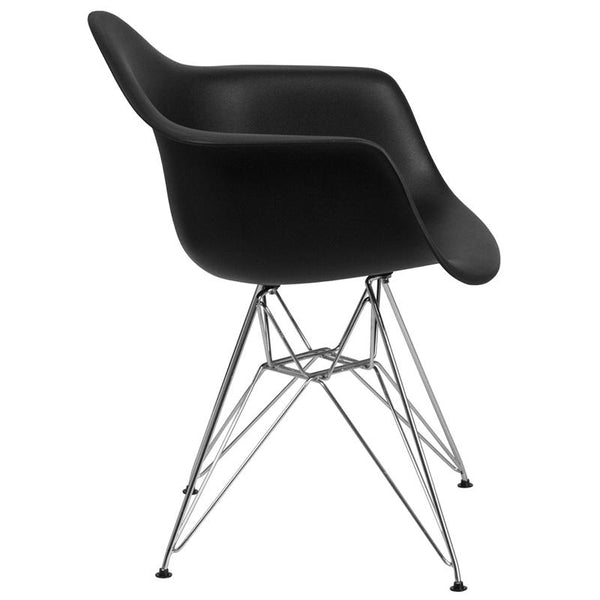 Flash Furniture Alonza Series Black Plastic Chair with Chrome Base - FH-132-CPP1-BK-GG