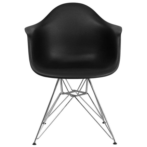 Flash Furniture Alonza Series Black Plastic Chair with Chrome Base - FH-132-CPP1-BK-GG