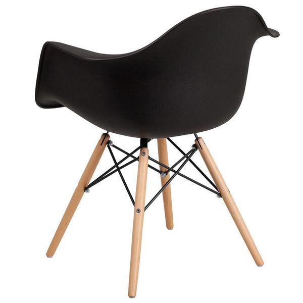 Flash Furniture Alonza Series Black Plastic Chair with Wood Base - FH-132-DPP-BK-GG