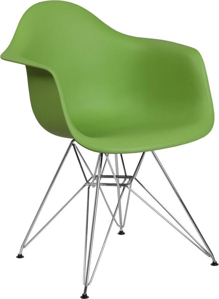 Flash Furniture Alonza Series Green Plastic Chair with Chrome Base - FH-132-CPP1-GN-GG