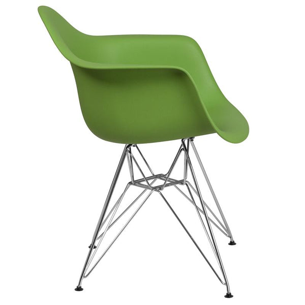 Flash Furniture Alonza Series Green Plastic Chair with Chrome Base - FH-132-CPP1-GN-GG