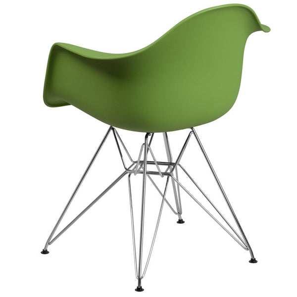 Flash Furniture Alonza Series Green Plastic Chair with Chrome Base - FH-132-CPP1-GN-GG