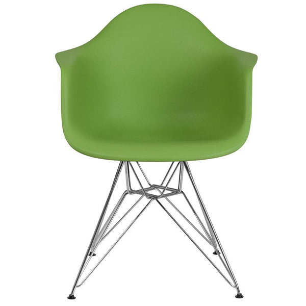 Flash Furniture Alonza Series Green Plastic Chair with Chrome Base - FH-132-CPP1-GN-GG