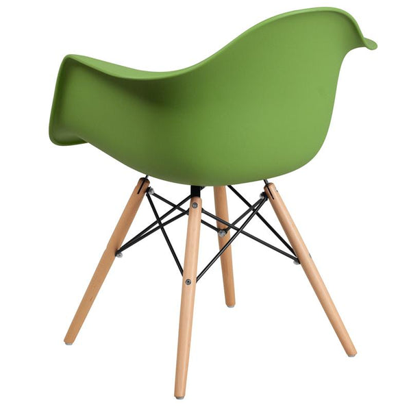 Flash Furniture Alonza Series Green Plastic Chair with Wood Base - FH-132-DPP-GN-GG