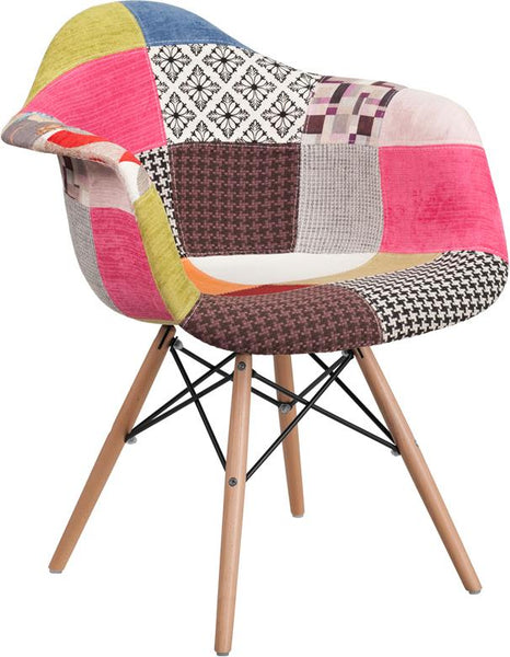 Flash Furniture Alonza Series Milan Patchwork Fabric Chair with Wood Base - FH-132-DCV1-D-GG