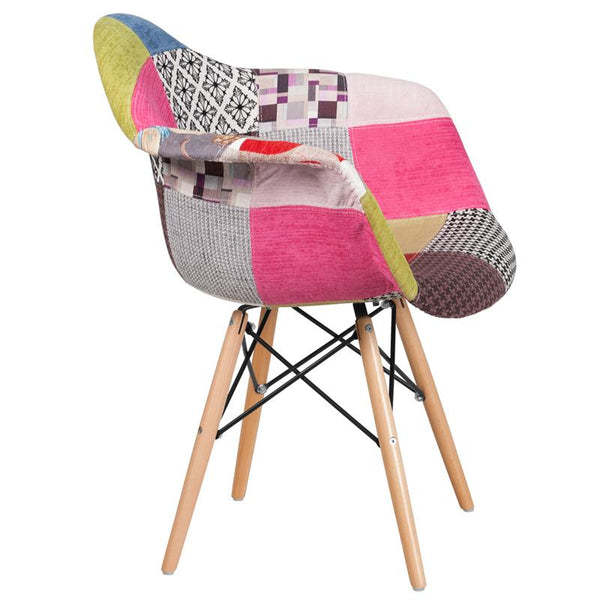 Flash Furniture Alonza Series Milan Patchwork Fabric Chair with Wood Base - FH-132-DCV1-D-GG