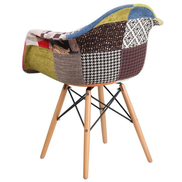 Flash Furniture Alonza Series Milan Patchwork Fabric Chair with Wood Base - FH-132-DCV1-D-GG