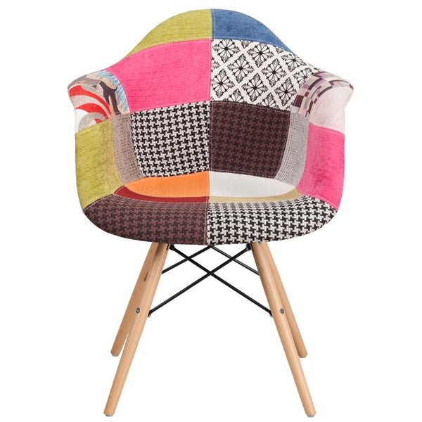 Flash Furniture Alonza Series Milan Patchwork Fabric Chair with Wood Base - FH-132-DCV1-D-GG