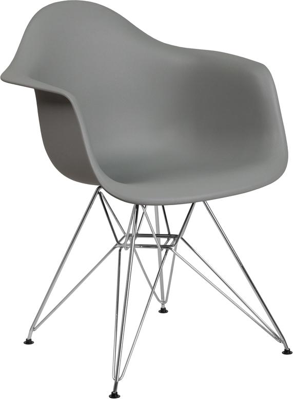 Flash Furniture Alonza Series Moss Gray Plastic Chair with Chrome Base - FH-132-CPP1-GY-GG