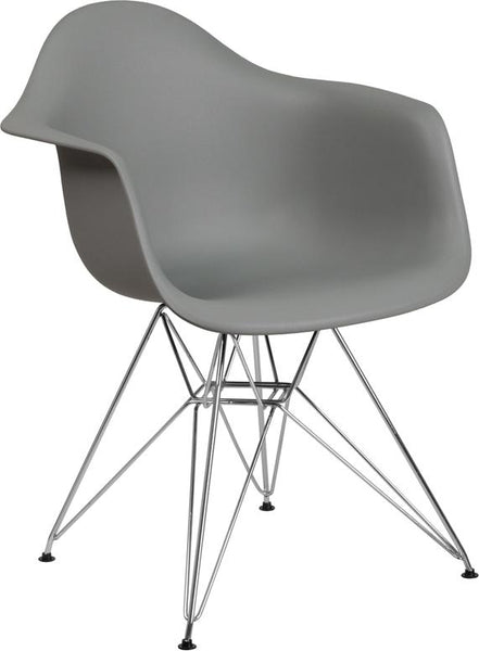 Flash Furniture Alonza Series Moss Gray Plastic Chair with Chrome Base - FH-132-CPP1-GY-GG