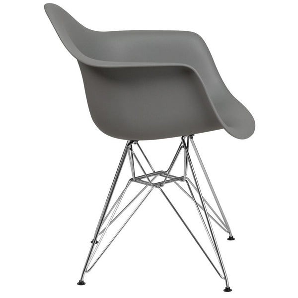 Flash Furniture Alonza Series Moss Gray Plastic Chair with Chrome Base - FH-132-CPP1-GY-GG