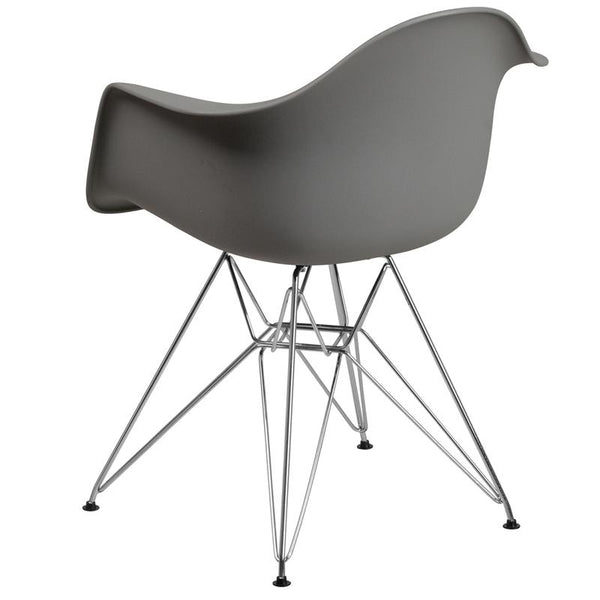 Flash Furniture Alonza Series Moss Gray Plastic Chair with Chrome Base - FH-132-CPP1-GY-GG