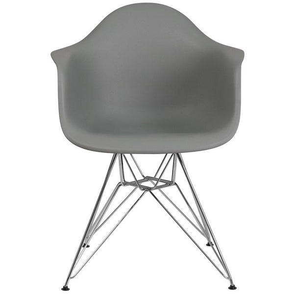 Flash Furniture Alonza Series Moss Gray Plastic Chair with Chrome Base - FH-132-CPP1-GY-GG