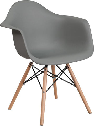 Flash Furniture Alonza Series Moss Gray Plastic Chair with Wood Base - FH-132-DPP-GY-GG