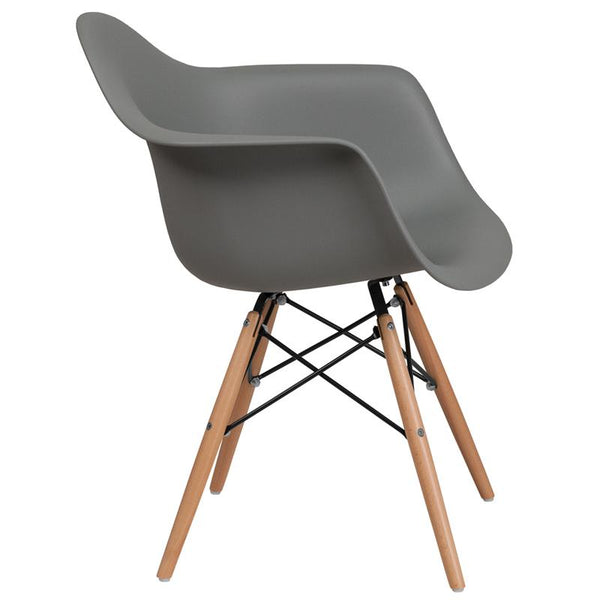 Flash Furniture Alonza Series Moss Gray Plastic Chair with Wood Base - FH-132-DPP-GY-GG