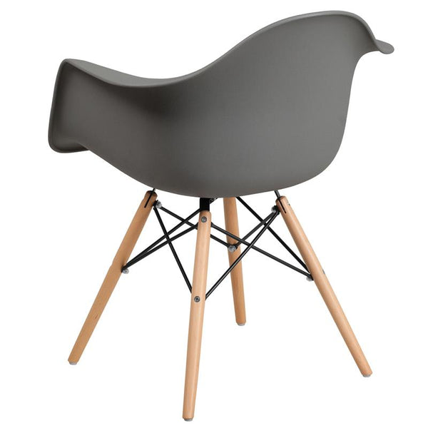 Flash Furniture Alonza Series Moss Gray Plastic Chair with Wood Base - FH-132-DPP-GY-GG