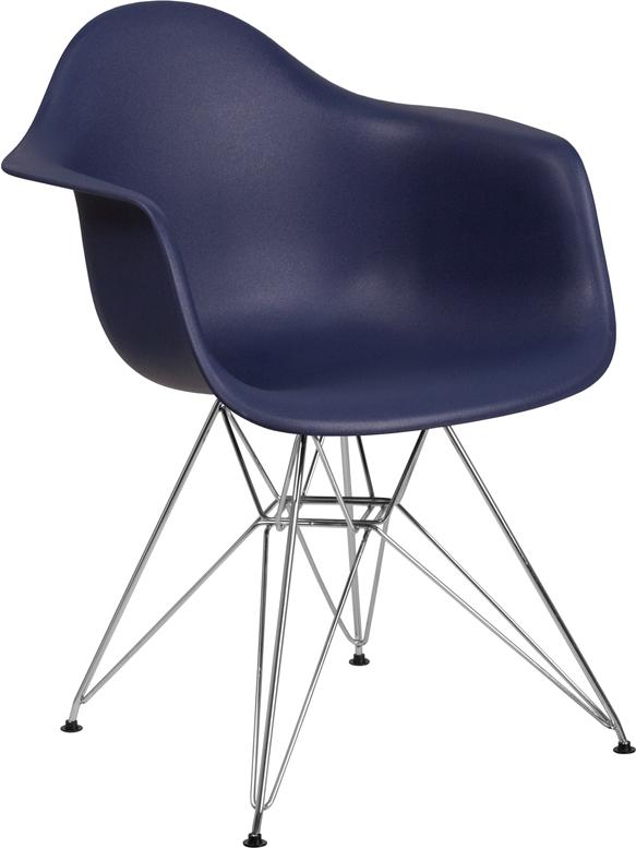 Flash Furniture Alonza Series Navy Plastic Chair with Chrome Base - FH-132-CPP1-NY-GG