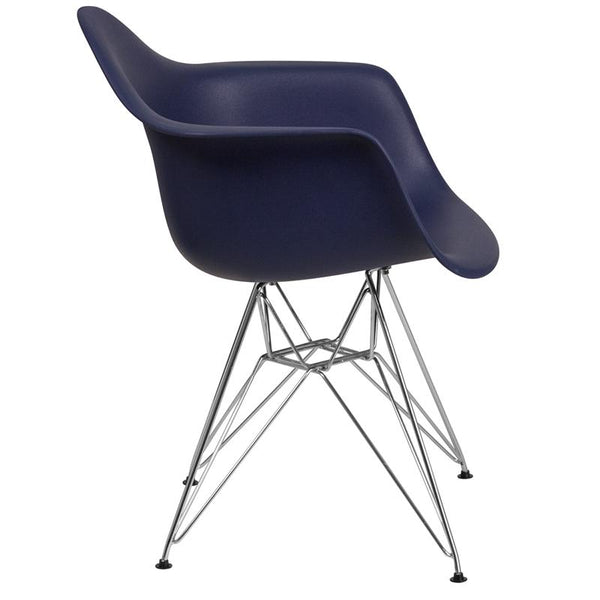 Flash Furniture Alonza Series Navy Plastic Chair with Chrome Base - FH-132-CPP1-NY-GG