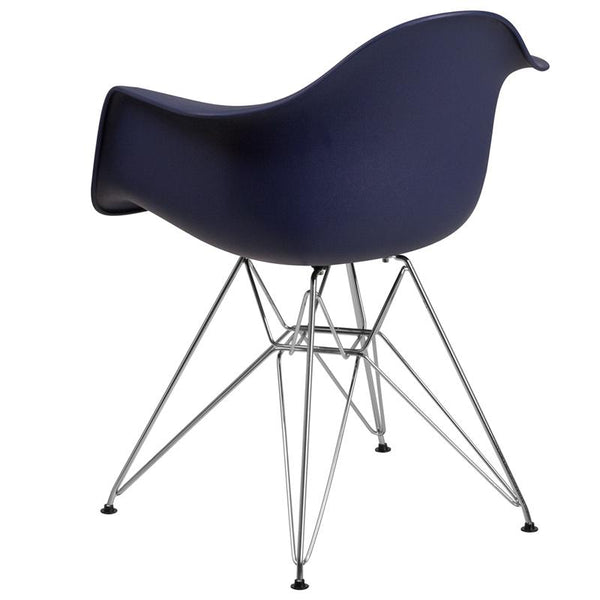 Flash Furniture Alonza Series Navy Plastic Chair with Chrome Base - FH-132-CPP1-NY-GG