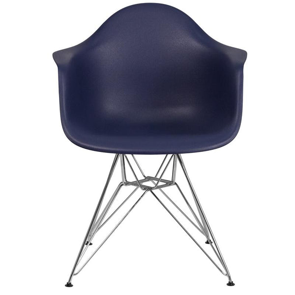 Flash Furniture Alonza Series Navy Plastic Chair with Chrome Base - FH-132-CPP1-NY-GG