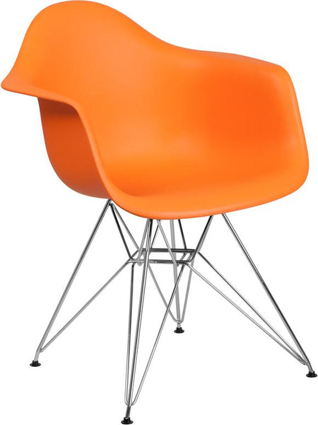 Flash Furniture Alonza Series Orange Plastic Chair with Chrome Base - FH-132-CPP1-OR-GG