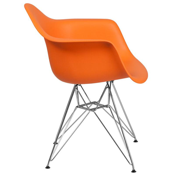 Flash Furniture Alonza Series Orange Plastic Chair with Chrome Base - FH-132-CPP1-OR-GG