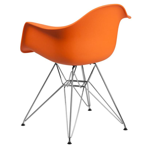 Flash Furniture Alonza Series Orange Plastic Chair with Chrome Base - FH-132-CPP1-OR-GG