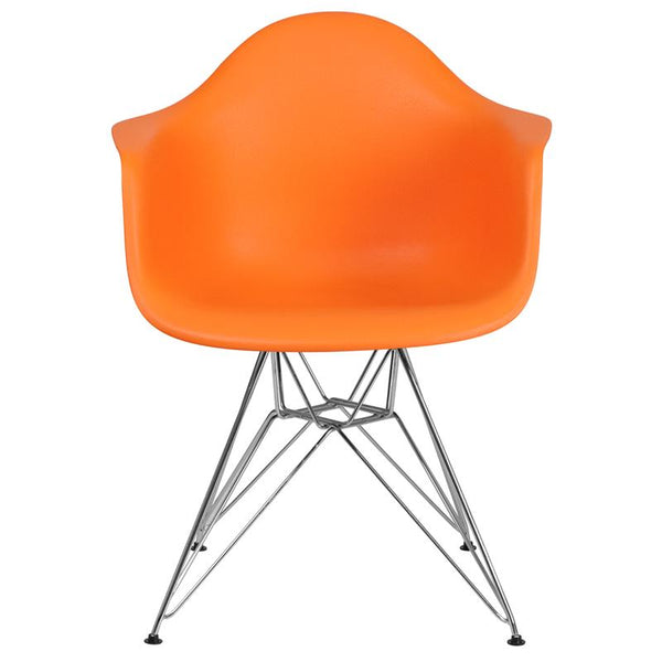 Flash Furniture Alonza Series Orange Plastic Chair with Chrome Base - FH-132-CPP1-OR-GG