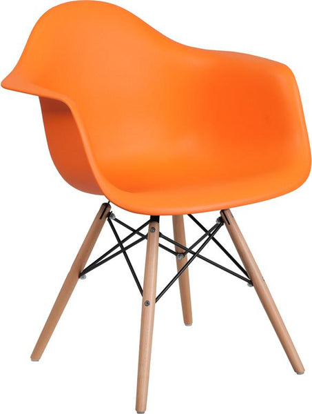 Flash Furniture Alonza Series Orange Plastic Chair with Wood Base - FH-132-DPP-OR-GG