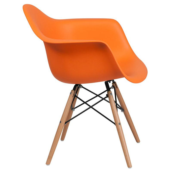 Flash Furniture Alonza Series Orange Plastic Chair with Wood Base - FH-132-DPP-OR-GG