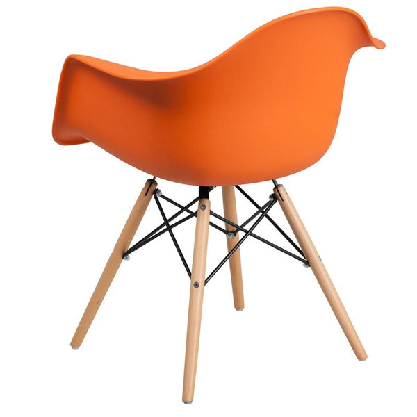 Flash Furniture Alonza Series Orange Plastic Chair with Wood Base - FH-132-DPP-OR-GG